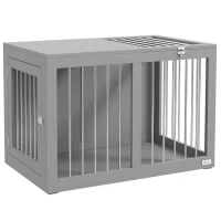 PawHut Hondenkooi Hondenbench Hondenreismand, 2 deuren, vergrendelbaar, stalen gaas, 80 cm x 50 cm x 56,5 cm, Grijs(m-1)