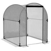 Outsunny Plantenbeschermingsnet, Vogelbescherming, met Deur en Stabiel Stalen Frame, 1,2x1,5x1,5m, Zwart/Zilver(m-11)