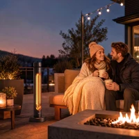 Outsunny 2000 W Electric Infrared Patio Heater, Free Standing Oscillating Outdoor Garden Heater with Knob/Remote Control, Black(m-13)