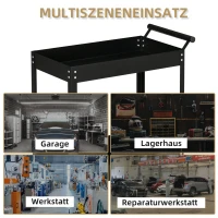 DURHAND Gereedschapswagen, 2 niveaus, wagen, 4 wielen, staal, tot 150 kg, 84,5 x 38 x 84 cm, Zwart(m-6)