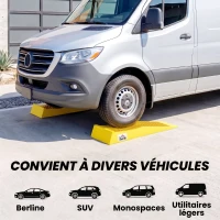 HOMCOM Ensemble de 2 rampes pour voiture véhicule utilitaire rampe de chargement dim. 70L x 19,5l x 7,8H cm PP jaune(m-4)