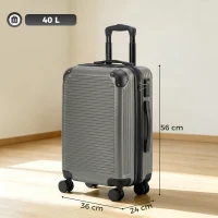 HOMCOM Walizka podręczna twarda walizka podróżna z 4 kółkami 56 cm ciemnoszara(m-3)