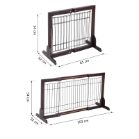 PawHut Free Standing Dog Gate, Adjustable 61 -103 (cm) Indoor Barrier, Flexible Pet Fence, Secure Separation Guard, with Support Feet, for small dog, Brown(m-3)
