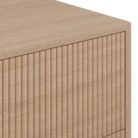 HOMCOM Bedroom Chest of Drawers with 4 Drawers, Fluted Dresser with Gold Tone Handles, Storage Cabinet, Natural(m-10)