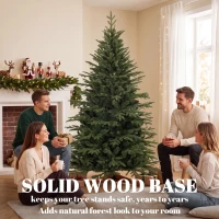 HOMCOM 7ft Artificial Christmas Tree Full Hinged Xmas Tree Solid Pine Wood Stand, Green(m-8)