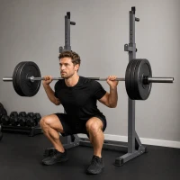 SPORTNOW Suporte para Barras de Pesos com Largura e Altura Ajustáveis Suporte de Musculação com Estrutura de Aço 60-87x65x121-158 cm Preto(m-2)