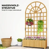 Outsunny Spalier mit Pflanzkasten Holz Blumenkasten mit Drainageloch Rankgitter 90 x 30 x 180 cm Naturholz(m-7)