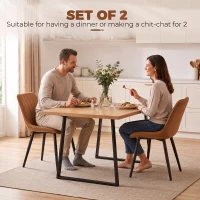 HOMCOM Faux Leather Upholstered Kitchen Chairs, Modern Dining Chairs Set of 2 with Metal Legs for Dining Room, Brown(m-4)