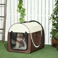 PawHut Trasportino per Animali Domestici Pieghevole in Oxford con Cuscino Rimovibile Lavabile e Borsa per Trasporto, 70x51x59cm, Marrone(m-10)