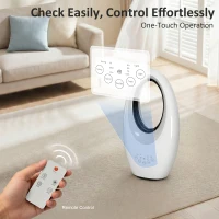 HOMCOM Bladeless Tower Fan, 36dB Standing Cooling Fan with 60° Oscillating, LED Lights, 3 Speeds, 7.5H Timer, Remote Control(m-8)