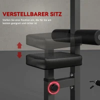 HOMCOM krachtstation met riemschijf zitting verstelbaar en meerdere kabelposities om de spieren te versterken trainingsapparaat voor home fitness staal zwart 180 x 183 x 219 cm(m-6)