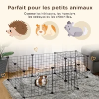 PawHut Cage parc enclos pour animaux domestiques L 106 x l 73 x H 36 cm bords arrondis fil métallique noir(m-4)