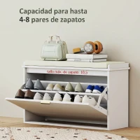 HOMCOM Banco Sapateira Móvel Sapateira Estreito com Assento Estofado Caixa Rebatível e Painel de Ripas 80x26x47,5 cm Branco(m-5)
