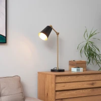 HOMCOM Lampe de table lampe de chevet style industriel angle réglable à 180° en métal pour salon chambre salle à manger bureau noir et or(m-10)