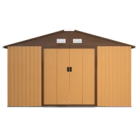Outsunny tuinhuisje metaal bruin 340 x 386 x 200 cm(m-10)