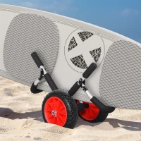 HOMCOM Surfwagen klappbar bis 45 kg AluTransportwagen Kajakwagen klappbar gepolstert Kunstleder-Reifen Bootswagen Surfwagen Bootstrailer Trolley für Surfbrett Board Schlauchboot(m-10)