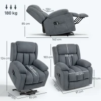 HOMCOM Power Lift Recliner Chair with Vibration Massage, Lift Chair for Elderly with Footrest, Remote, Side Pocket, Grey(m-3)