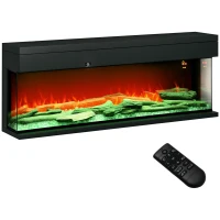 HOMCOM 1800W 15-40℃ Adjustable Flame Glass Panel Convector Heater, 152cm(m-11)
