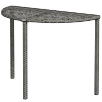 Outsunny Balkontafel, halfrond, Polyrattan+Metaal, 100x50x74 cm, Grijs(m-10)