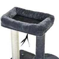 PawHut Arbre à chats avec griffoirs grattoirs sisal naturel centre d'activités niche plateformes 2 jouets suspendus gris(m-8)