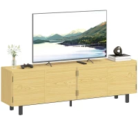 HOMCOM Meuble TV 180 cm, meuble télé pour 82 pouces avec 4 portes à ouverture par pression 180x35x55,5cm bois naturel(m-12)