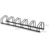 HOMCOM Râtelier 6 vélos dim. 160L x 33l x 27H cm acier galvanisé noir(m-3)