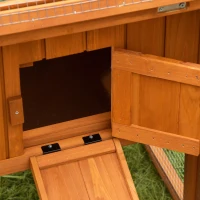 PawHut Clapier cage à lapins rongeurs 2 étages tiroir déjection enclos extérieur amovible toit ouvrant 156L x 58l x 68H cm bois massif pin(m-9)