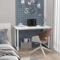 HOMCOM Secretária Moderna Mesa de Estudo com Estrutura de Aço e Pés Ajustáveis Mesa de Computador 120x60x76 cm Branco(m-2)