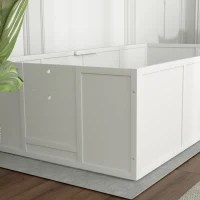 PawHut werpkist voor pups, puppyren met verstelbare deur, antislip hondenren voor kleine en grote honden, 196x96x48 cm, wit(m-8)