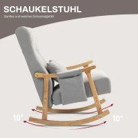 HOMCOM Schommelstoel met Lendekussen, Brede Zitting, Beukenframe, tot 120 kg, Grijs(m-4)