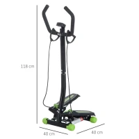 HOMCOM Stepper avec guidon, stepper de fitness avec écran LCD, pédales antidérapantes, marche d'escalier pour maison, bureau, salon, salle de sport, vert et noir(m-3)