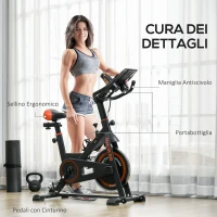 HOMCOM Cyclette da Casa con Volano da 8 kg e Schermo LCD, in Acciaio e ABS, 103x53x100-114 cm, Rosso e Nero(m-8)