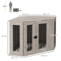 PawHut Hondenbench, hondenkooi, hoekdesign, inclusief vergrendeling, 1 ligkussen, 104 x 55 x 63 cm, bruin(m-3)