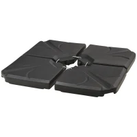 Outsunny Gewichtsbases voor Parasolstandaard, Vulbaar met Water en Zand, Kunststof, 103L x 103B x 8,3H cm, Zwart(m-10)