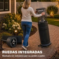 Outsunny Estufa de Gas para Terraza 11 kW con Regulación Continua Rejilla Protectora Antivuelco y 2 Ruedas Negro(m-7)