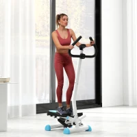 HOMCOM Máquina de Step Stepper Fitness em Casa com Tela LCD Alça e Pedais Antiderrapantes para Ginásio 55x44x108 cm Azul e Branco(m-6)