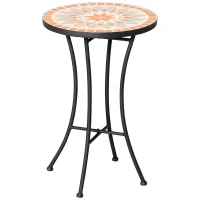 Outsunny Ø35,5 cm bijzettafel tuintafel weerbestendig mozaïek voor tuinbalkon(m-11)