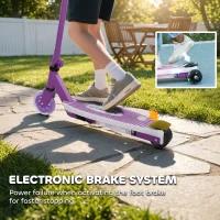 AIYAPLAY Electric Scooter for Kids Aged 4-7 Years, with Flashing LED Lights, Rear Auxiliary Wheels, Purple(m-9)