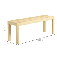 HOMCOM Houten Zitbank Keukenbank, Massief Hout, 3-Zitsbank, 120 cm x 33 cm x 45 cm, Natuurlijk(m-3)