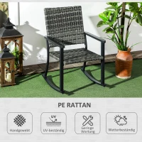 Outsunny Outdoor Schaukelstuhl, Rattanoptik, rostfreies Stahlgestell, 62 x 75 x 95 cm, Grau/Schwarz(m-6)
