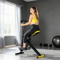 SPORTNOW Macchina Total Crunch Pieghevole con Seduta Regolabile, in Metallo e Plastica, 57x105x115 cm, Giallo(m-8)
