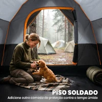 Outsunny Tenda de Campismo para 4-5 Pessoas Impermeável + Anti UV com Bolsa de Transporte e Gancho para Luz 455x230x180cm Cinza e Preto(m-5)