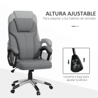 Vinsetto Silla de Escritorio Silla de Estudio Giratoria con Función Basculante Altura Ajustable Reposabrazos 66x75x110-120cm Gris(m-4)