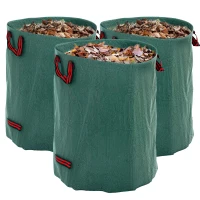Outsunny Tuinafvalzak 3x300L Waterdicht met Handvatten, Robuust en Zelfstaand met UV Bescherming Groen(m-11)