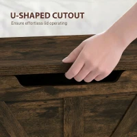 HOMCOM 100L Home Storage Box, with Safety Hinge - Rustic Brown Wood-Effect(m-6)
