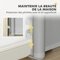 PawHut Barrière rétractable pour chien largeur 149 cm verrouillage automatique - gris(m-7)