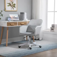 Vinsetto massage bureaustoel kantoorstoel computerstoel draaistoel werkstoel met trilfunctie armsteunen in hoogte verstelbaar fluweel grijs 55 x 65 x 79-89 cm(m-2)