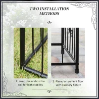 Outsunny Metal Garden Arbor Arch with Double Doors, 2 Side Planter Baskets, Climbing Vine Frame, Black(m-7)