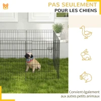 PawHut Lot de 2 parcs enclos modulables pour chiens lapins rongeurs clôture pour petits animaux pliant 1 porte 8 panneaux(m-5)