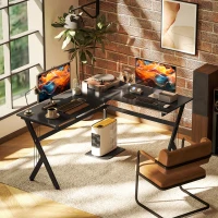 HOMCOM Mesa de Ordenador PC de Tabla de Madera Mesa Esquinera de Angulo para Oficina Dormitorio Hogar Escuela(m-10)